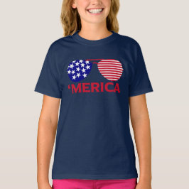 アメリカ赤白青サングラス Tシャツ