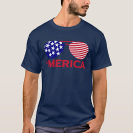 アメリカ赤白青サングラス Tシャツ