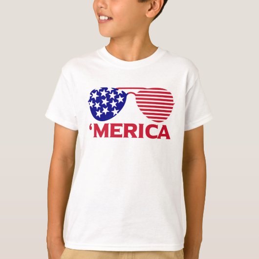 アメリカ赤白青サングラス Tシャツ (正面)