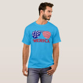 アメリカ赤白青サングラス Tシャツ (正面フル)