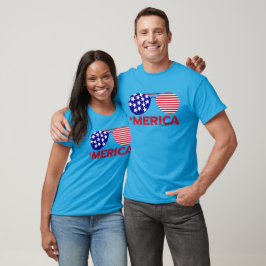アメリカ赤白青サングラス Tシャツ