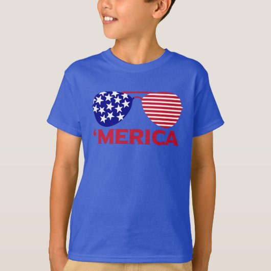 アメリカ赤白青サングラス Tシャツ (正面)