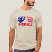 アメリカ赤白青サングラス Tシャツ (正面)