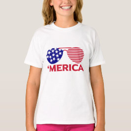 アメリカ赤白青サングラス Tシャツ