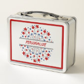 アメリカ赤白青パーソナライズされた花火 メタルランチボックス (裏面)