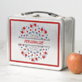 アメリカ赤白青パーソナライズされた花火 メタルランチボックス (インサイチュ)