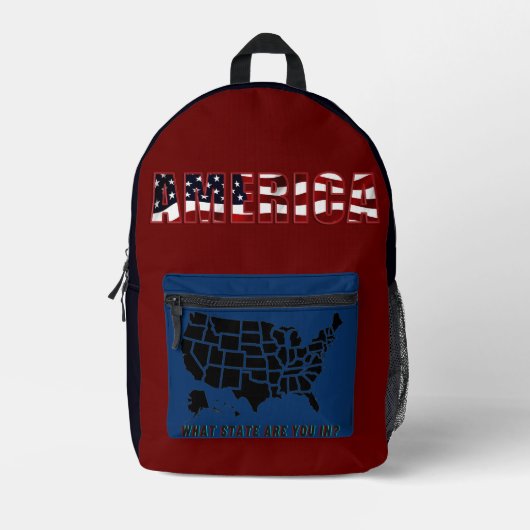 アメリカ赤白青リュック プリントバックパック (正面)