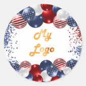 アメリカ赤白青国旗のビジネスロゴ ラウンドシール (正面)