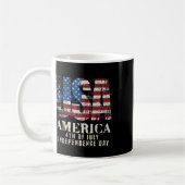 アメリカ赤白青7月4日の愛国心_ コーヒーマグカップ (左)