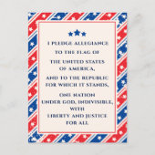 アメリカ赤青アメリカ国旗に忠誠を誓う ポストカード (正面)