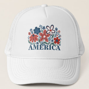 アメリカ赤、白、青の花トラック帽 キャップ