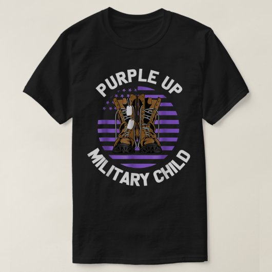 アメリカ軍の子供の紫の月 キッズ ブーツ 米国 Tシャツ (デザイン正面)