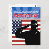 アメリカ軍兵士の敬礼の旗の愛国者の日 ポストカード (正面/裏面)