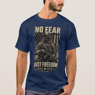 アメリカ軍兵士の自由と勇気 アメリカ合衆国 軍事 Tシャツ