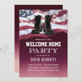 アメリカ軍旗を掲げた兵士の帰還歓迎 ホームカミング 招待状 (正面/裏面)