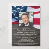 アメリカ軍退役軍人の生命のお祝い アメリカ国旗 招待状 (正面)