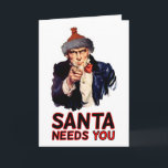 アメリカ軍隊のために、Happy Christmas:おもしろい Santa シーズンカード<br><div class="desc">このおもしろいクリスマスプレゼントは、よく知られている投稿ことわざ「陸軍が必要だ」に基づいているが、この場合はサンタはいくつかのヘルパーを必要としている。軍隊や軍隊の兵士や誰かに幸せなクリスマスを言うユニークと、おもしろいの方法で！</div>