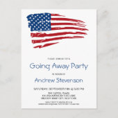 アメリカ軍 送別パーティー 赤 青 アメリカ国旗 案内ポストカード (正面)