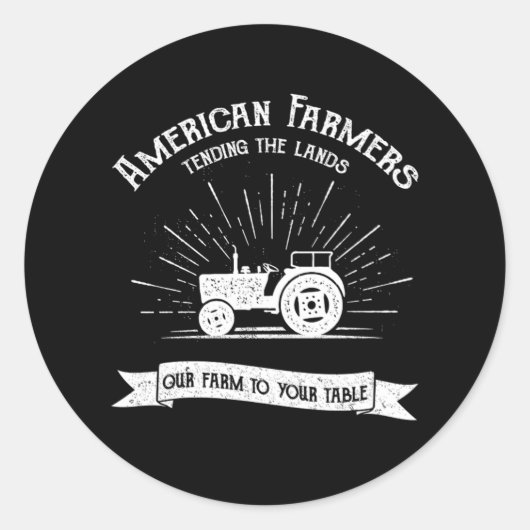 アメリカ農家トラクターファーム農業ランチギフト ラウンドシール (正面)