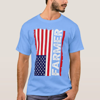 アメリカ農家愛国米国農家国旗 Tシャツ