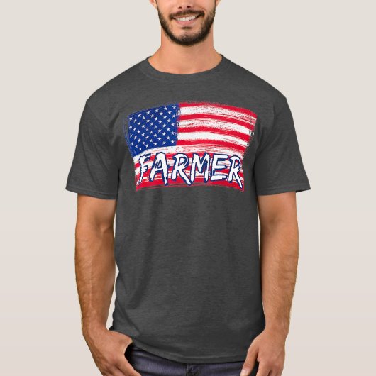 アメリカ農家米国国旗 – 農家農業ギフト Tシャツ (正面)