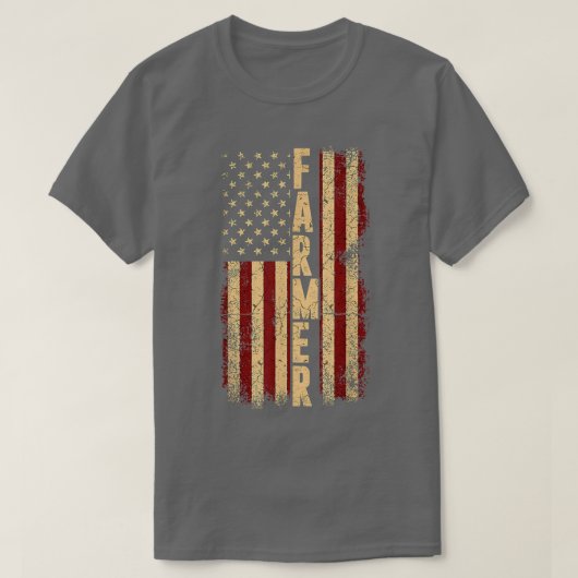 アメリカ農家農業ファームUSAアメリカ国旗 Tシャツ (デザイン正面)