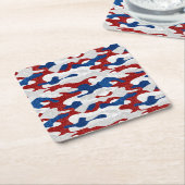 アメリカ迷彩柄7月4日グリッター スクエアペーパーコースター (アングル)