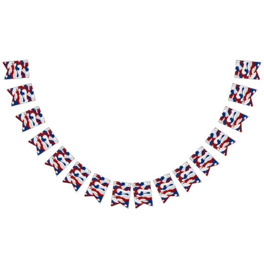 アメリカ迷彩柄7月4日グリッター バンティングフラッグ (全)