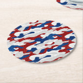 アメリカ迷彩柄7月4日グリッター ラウンドペーパーコースター (アングル)