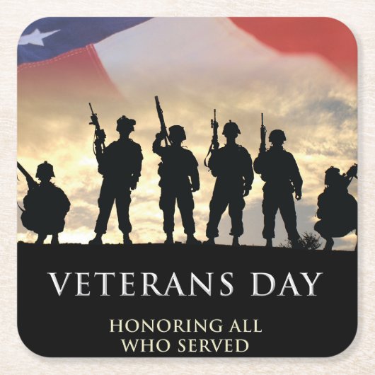 アメリカ退役軍人の日 スクエアペーパーコースター (正面)
