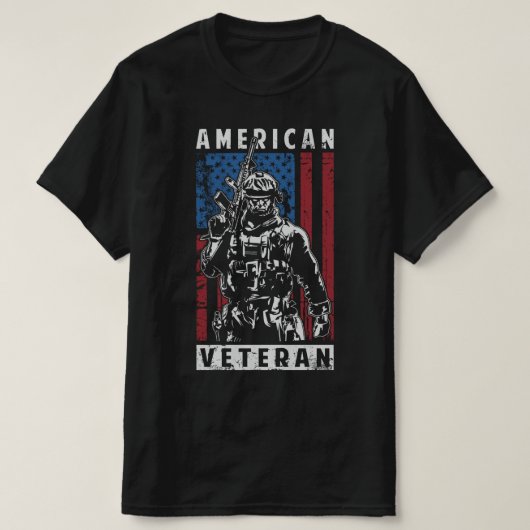 アメリカ退役軍人アメリカ国旗 Tシャツ (デザイン正面)