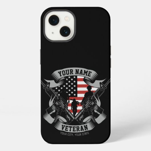 アメリカ退役軍人カスタムUSAフラグ iPhoneケース (裏面)