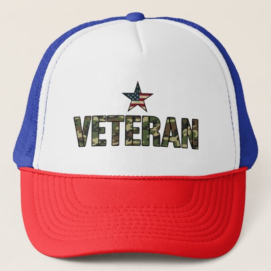 アメリカ退役軍人カモフラージュテキスト キャップ (正面)
