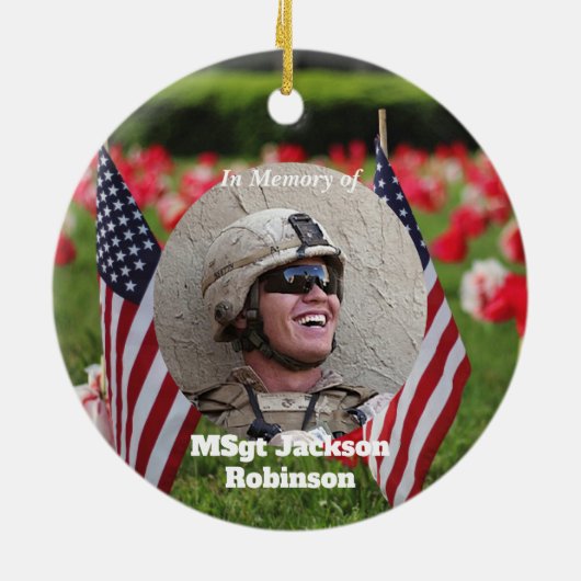 アメリカ退役軍人フラッグズとケシ セラミックオーナメント (裏面)