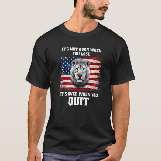 アメリカ退役軍人ライオン国旗USAプレミアム Tシャツ (正面)