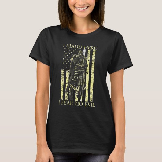 アメリカ退役軍人戦士の十字軍I Stand Here I Fe Tシャツ (正面)