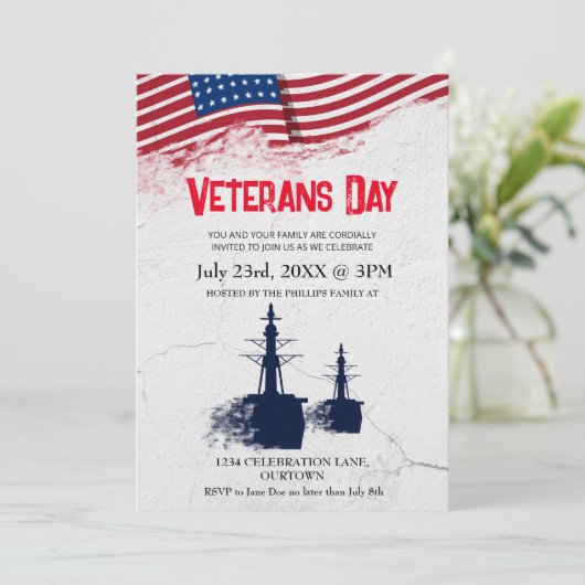 アメリカ退役軍人記念日 愛国的な招待状 招待状 (スタンド正面)