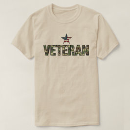 アメリカ退役軍人 カモフラージュ テキスト Tシャツ