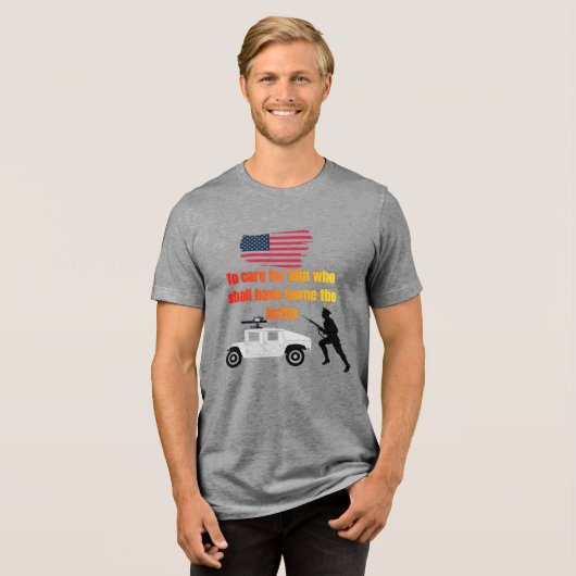 アメリカ退役軍人 グレー トライブレンドTシャツ (正面全面)