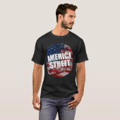 アメリカ通りブラックTシャツ Tシャツ (正面フル)