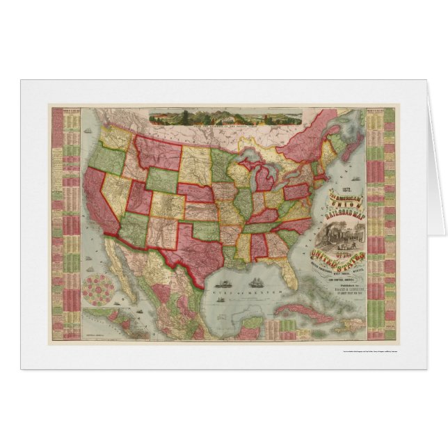 アメリカ連合鉄道地図1872年 (正面横)