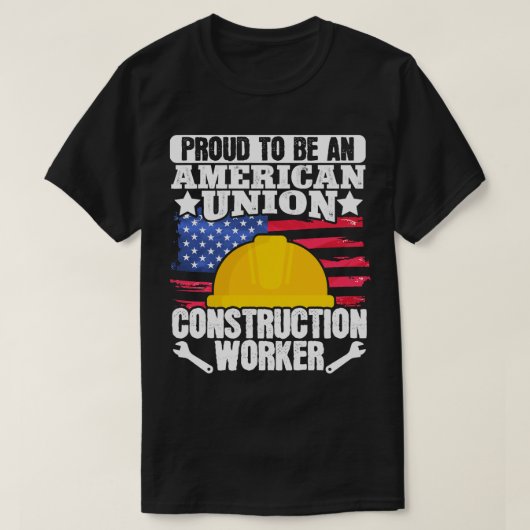 アメリカ連邦建築労働者アメリカ国旗4日 Tシャツ (デザイン正面)