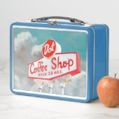 アメリカ道端 |コーヒーショップの看板 メタルランチボックス (インサイチュ)