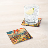 アメリカ遠くにに行く スクエアペーパーコースター (インサイチュ)