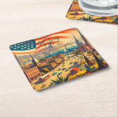 アメリカ遠くにに行く スクエアペーパーコースター (アングル)
