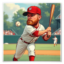 「アメリカ野球の風刺画イラストレーション