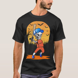 アメリカ野球の骸骨ハロウィーン男性サッカー Tシャツ