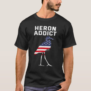 アメリカ野鳥観察ヘロンアディクトUsa国旗ブルーヘロン Tシャツ