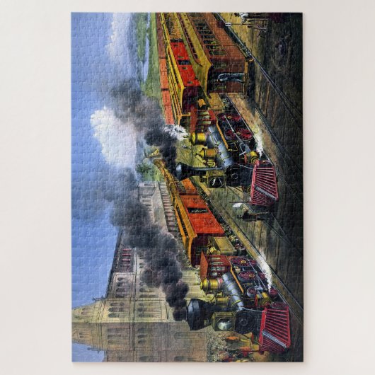 アメリカ鉄道列車離れシーンのジャンクション ジグソーパズル (縦)