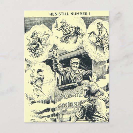 アメリカ鉄道技師 ポストカード (正面)